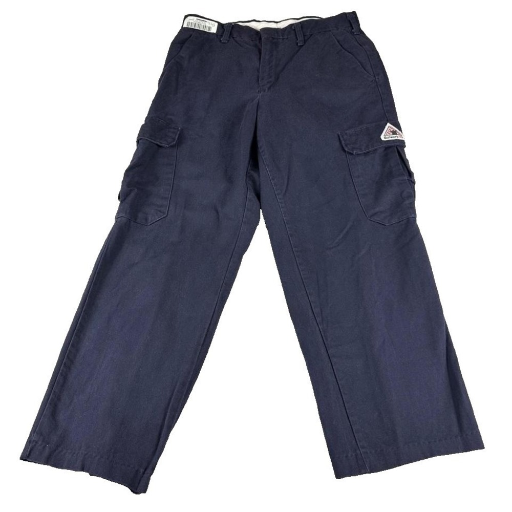 Bulwark Cargo Pants Men 34 Navy Blue Westex‎ UltraSoft Flame Resistant Workwear